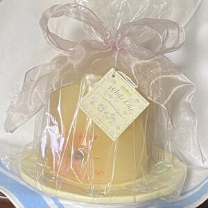 Vintage 1999 BATH & BODY WORKS Candle w/ Plate Butterfly Collection White Lily